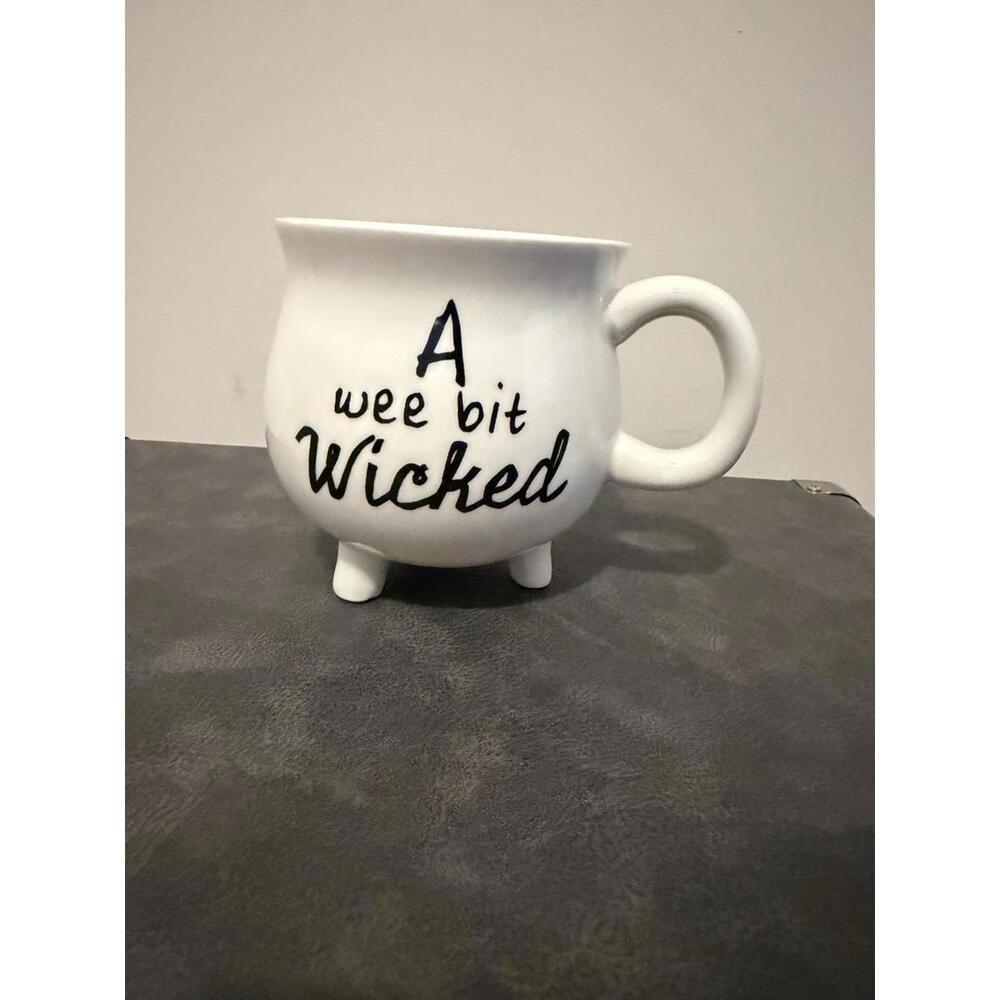 A Wee Bit Wicked White Cauldron Ceramic Mug ~ Coffee Tea Mug Wicked Halloween